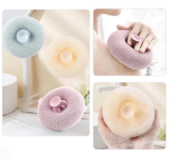 Multicolor Round Loofah Bath Ball, Exfoliating Bath Sponge Scrubber with Suction Cup, Super Soft Cleaning Brush All Type of Skin of Men, Women, Babies, Kids Exfoliating Bath Shower Sponge (1 Piece) - Image 5