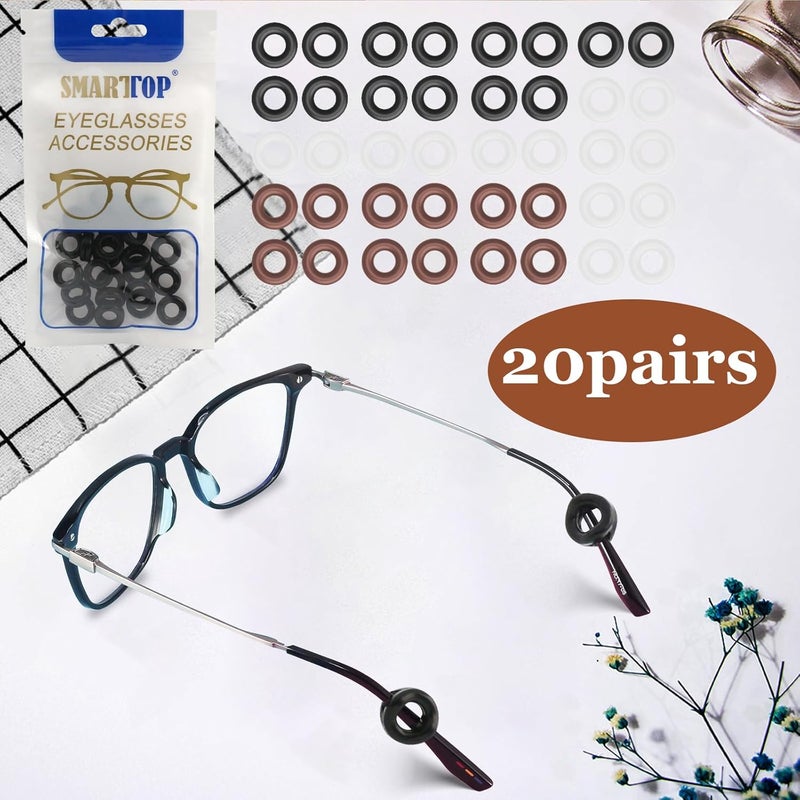 SMARTTOP Glasses Ear Grips -20 Pairs eye glasses ear grippers Anti-slip Holder, eyeglasses ear hook Sleeve Retainer for Sports Sunglasses Reading Glass - Image 2