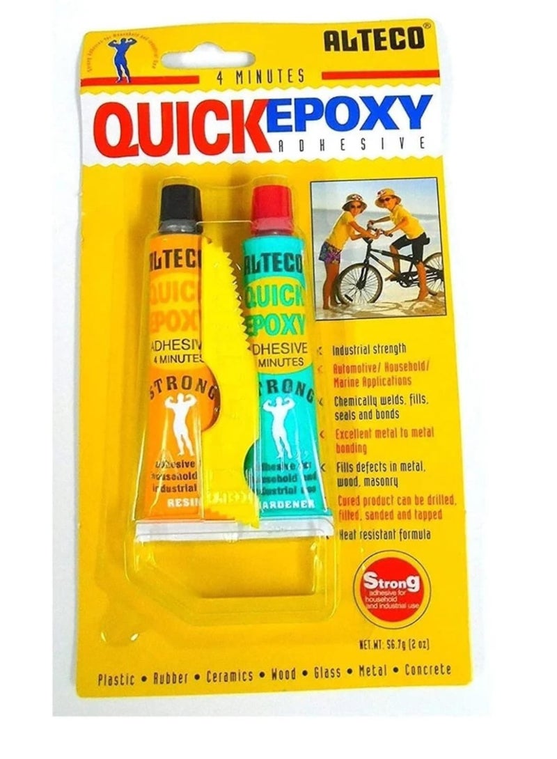 Quick Epoxy 2-Part Adhesive - Heavy-Duty Bond for Fabric, Stone, Metal, Glass, Concrete, Rubber, Ceramic, Wood, Plastic – Fast-Drying, Durable, Waterproof, Strong Adhesive for Home, Office, and DIY Projects