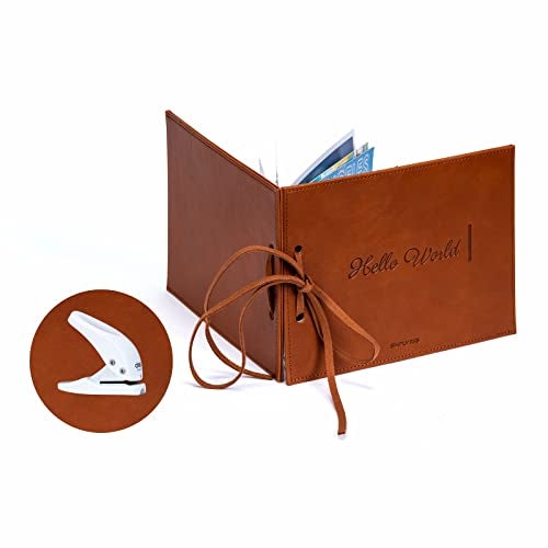 SIMPLY RSB Postcard Album Vegan Leather, Transform Postcards into Postcard Book, Postcard Frame and Postcard Organizer (Hello World) - Image 1