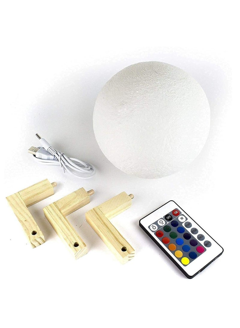3D Print Moon Lamp Remote Control Baby Night Light 16 Colors Changing Rechargeable Home Decorative Lamp (15cm) - Image 1