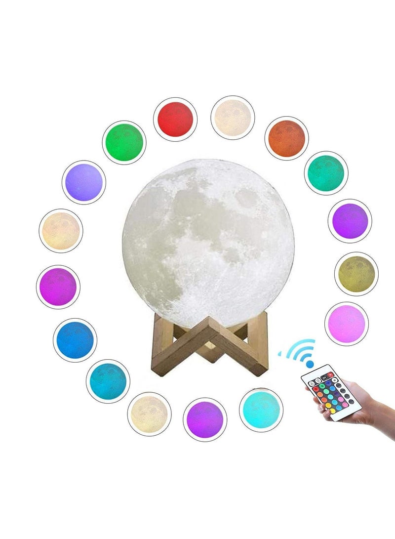 3D Print Moon Lamp Remote Control Baby Night Light 16 Colors Changing Rechargeable Home Decorative Lamp (15cm) - Image 2