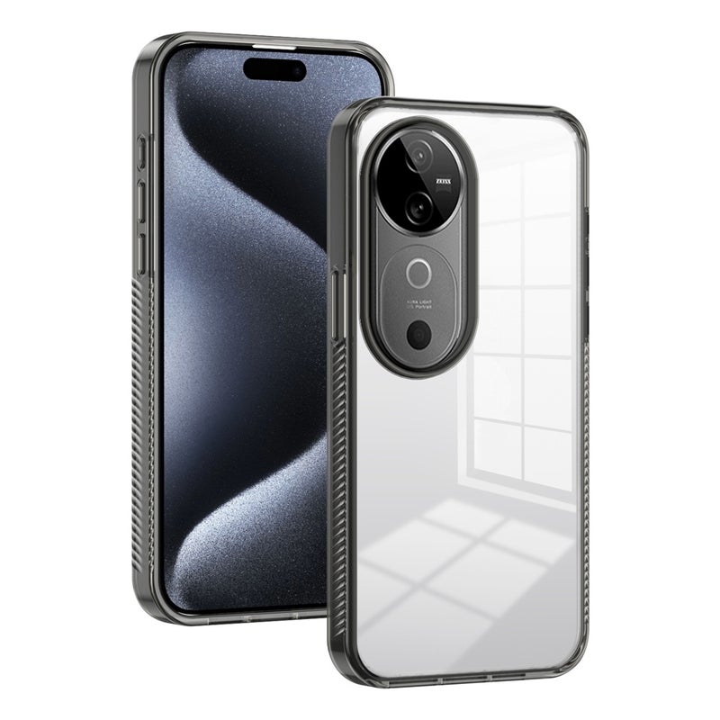 BURAQ Case Cover For vivo V40 5G Anti-slip Clear Acrylic Hybrid TPU Phone Case(Black) - Image 1