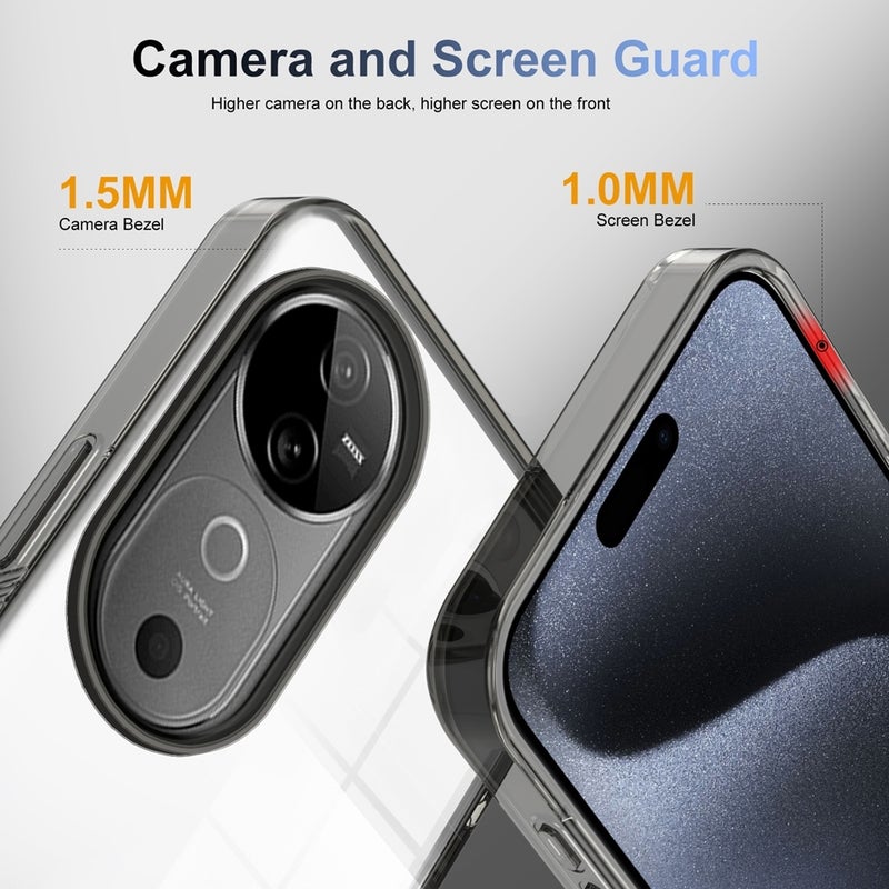 BURAQ Case Cover For vivo V40 5G Anti-slip Clear Acrylic Hybrid TPU Phone Case(Black) - Image 2