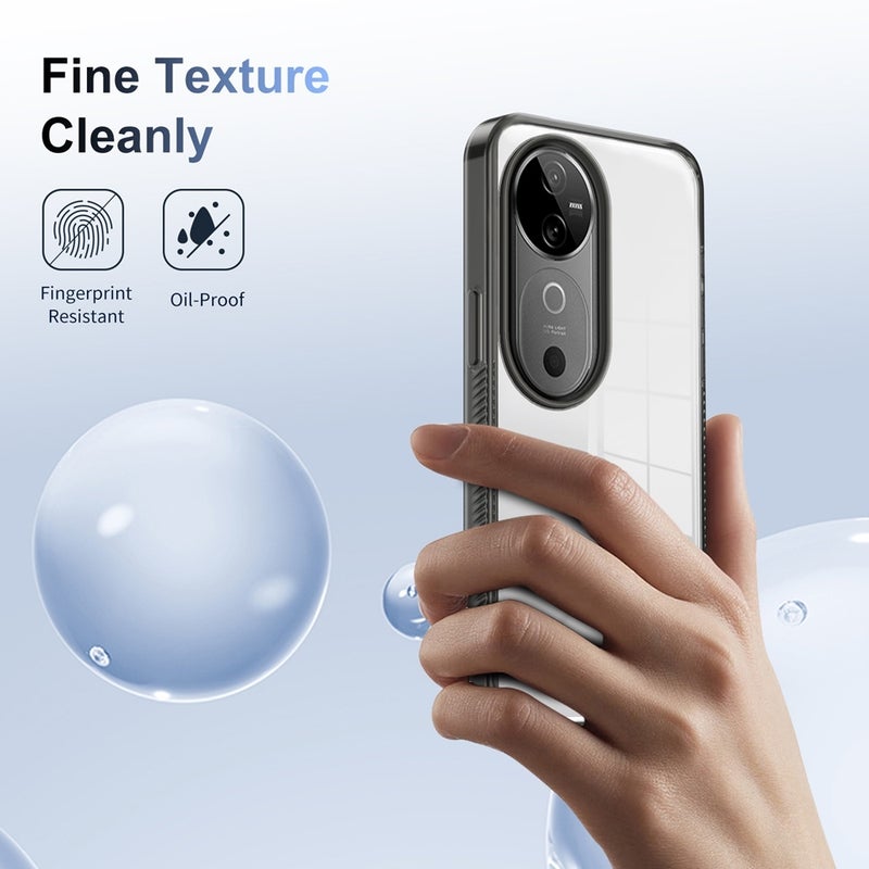 BURAQ Case Cover For vivo V40 5G Anti-slip Clear Acrylic Hybrid TPU Phone Case(Black) - Image 5