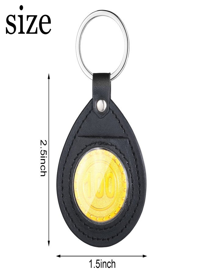 Yaomiao 4 Pieces AA Coin Holder Keychains Fit PU Leather Both Sides of Sobriety Chips for Coin Sobriety Chips Tokens Medallion Collection Quarter Displays Both Sides - Image 3