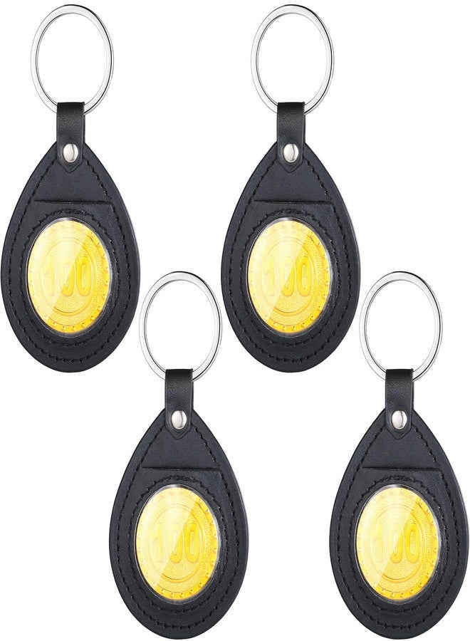 Yaomiao 4 Pieces AA Coin Holder Keychains Fit PU Leather Both Sides of Sobriety Chips for Coin Sobriety Chips Tokens Medallion Collection Quarter Displays Both Sides - Image 1