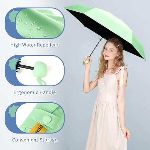 Yoobure Travel Umbrella Portable Compact Umbrellas, Pocket Mini for Purse, Umbrellas for UV Sun & Rain Small for Backpack, Umbrella with Case Folding for Kids Women - Image 3