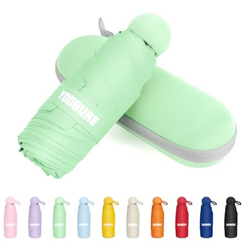 Yoobure Travel Umbrella Portable Compact Umbrellas, Pocket Mini for Purse, Umbrellas for UV Sun & Rain Small for Backpack, Umbrella with Case Folding for Kids Women - Image 1