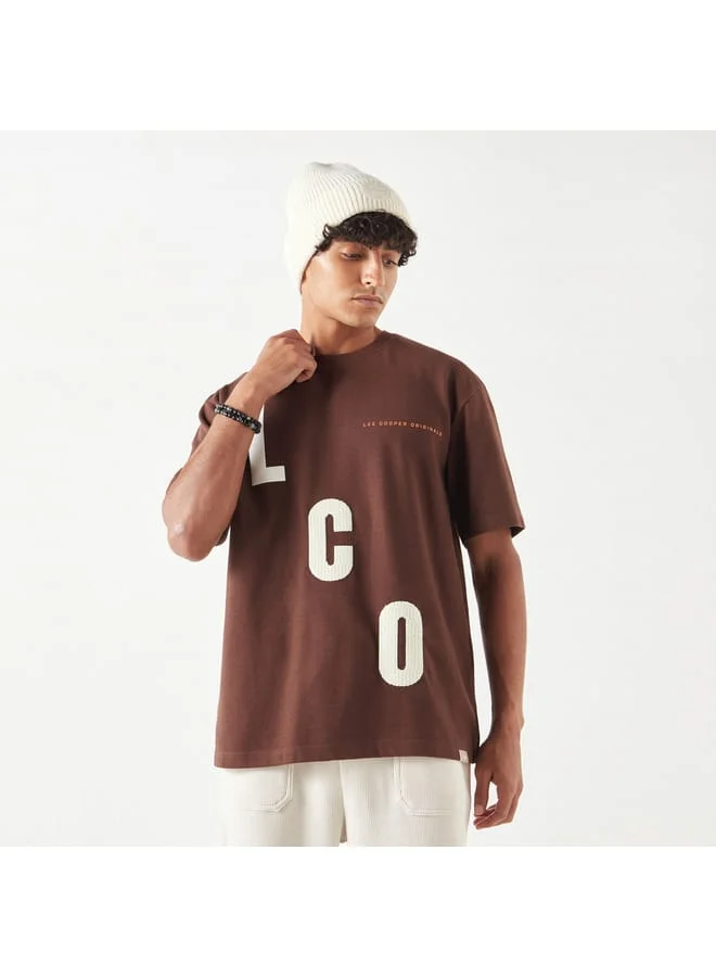 Lee Cooper Lee Cooper Printed Oversized T-Shirt with Crew Neck and Short Sleeves