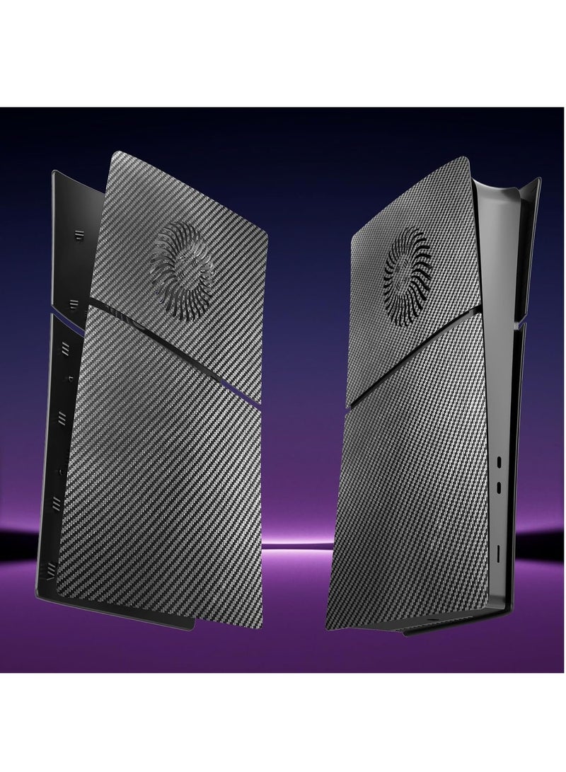 FlashHawk Digital Edition Cover Plates for PS5 Slim Console, Protective Replacement Faceplates with Cooling Vents, Compatible with New PlayStation 5 Slim Digital Version (Carbon Fiber Black) - Image 3