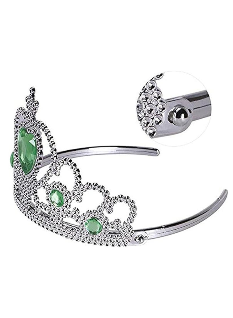 SYOSI Royal Princess Dress-Up Set - 6 Pcs Accessory Kit for Girls, Green Theme - Gloves, Tiara Crown, Wand, Necklaces, Bracelet, Rings, Earrings - Queen Cosplay Accessories for Little Royalty (Green)  - Image 5