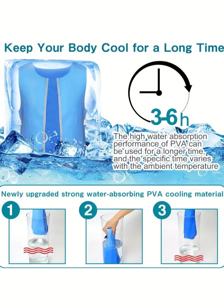 Summer Cooling Vest for Men and Women - Evaporative Ice Cold, Breathable, Loose Fit, Suedette Material, Sleeveless, Solid Color, Regular Length, Perfect for Hot Weather and Outdoor Activities  - Image 5