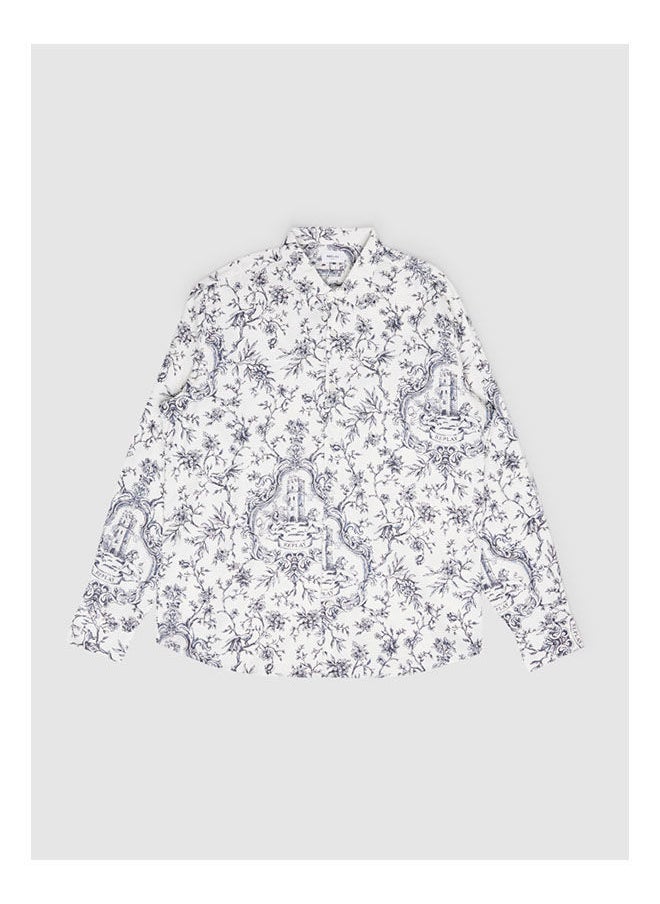 Replay - Collared Neck Long Sleeve Floral Shirt - Image 1