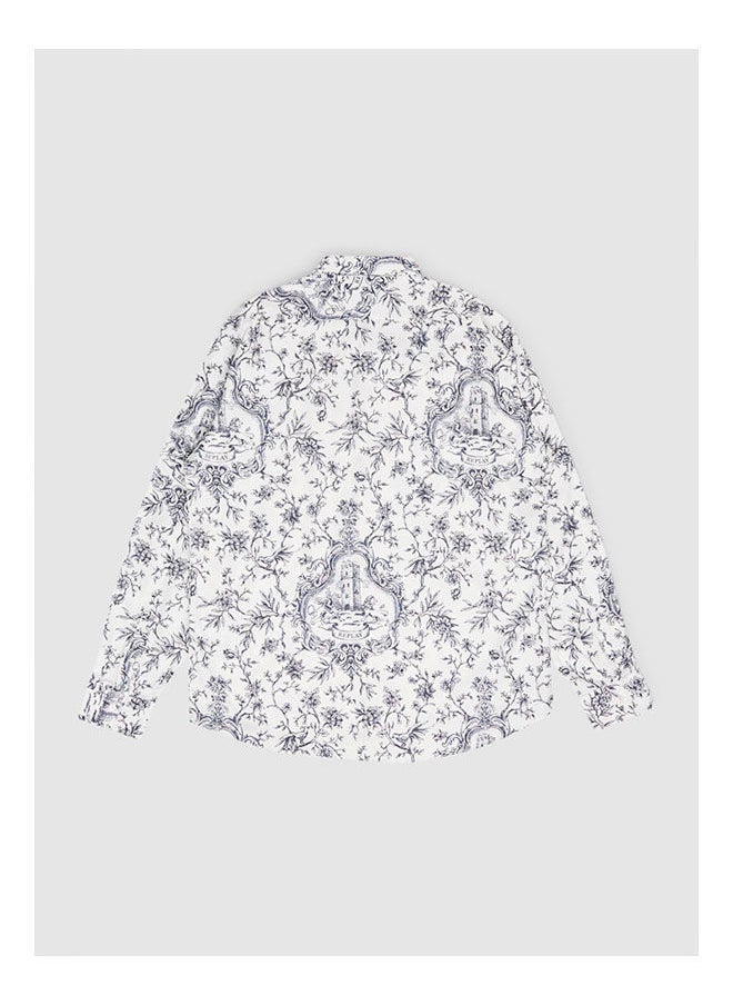 Replay - Collared Neck Long Sleeve Floral Shirt - Image 1