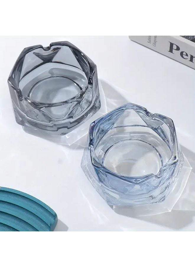 مطفأة سجائر كبيرة مستطيلة من الكريستال الزجاجي باللون الرمادي الدخاني، ديكور منزلي ومكتبي حديث بتصميم هندسي - Image 5