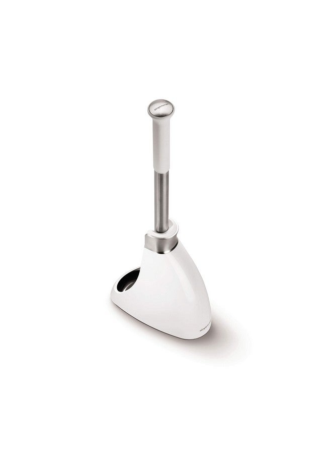 simplehuman simplehuman Toilet Brush with Caddy, Stainless Steel, White  - Image 4
