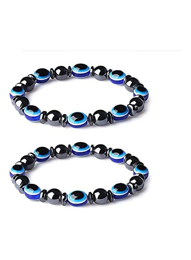 Punk Turkish Blue Evil Eye Necklace Bracelet Wristband Layer Weave Leather Maple Leaf Bangle Ethnic Jewelry  Men, Leather, Agate, Leather, Agate - Image 1