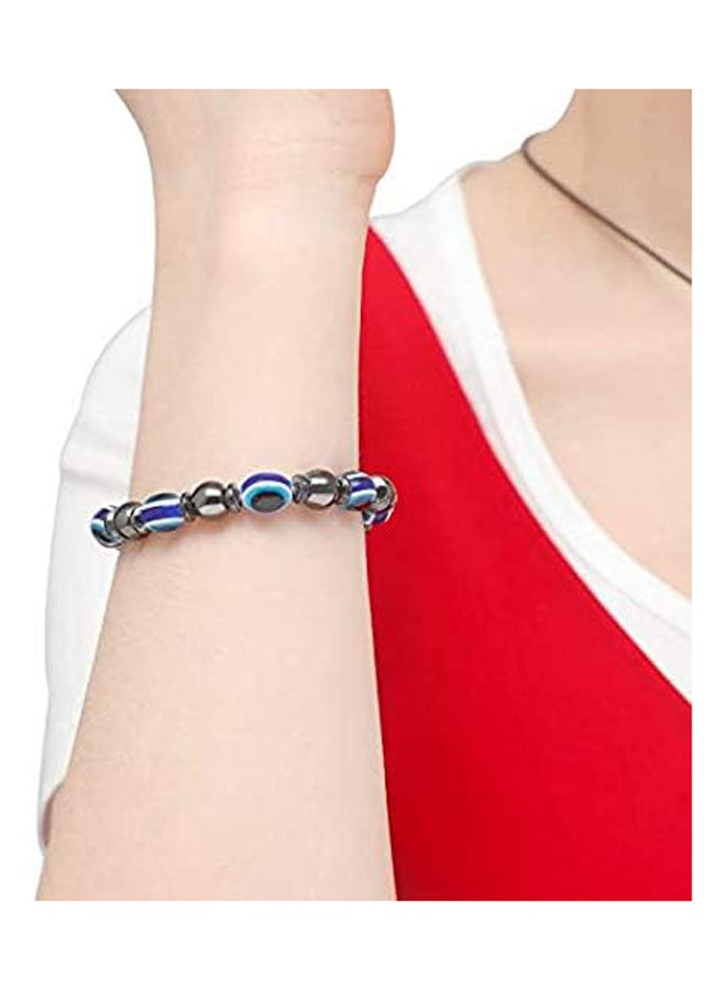 Punk Turkish Blue Evil Eye Necklace Bracelet Wristband Layer Weave Leather Maple Leaf Bangle Ethnic Jewelry  Men, Leather, Agate, Leather, Agate - Image 4