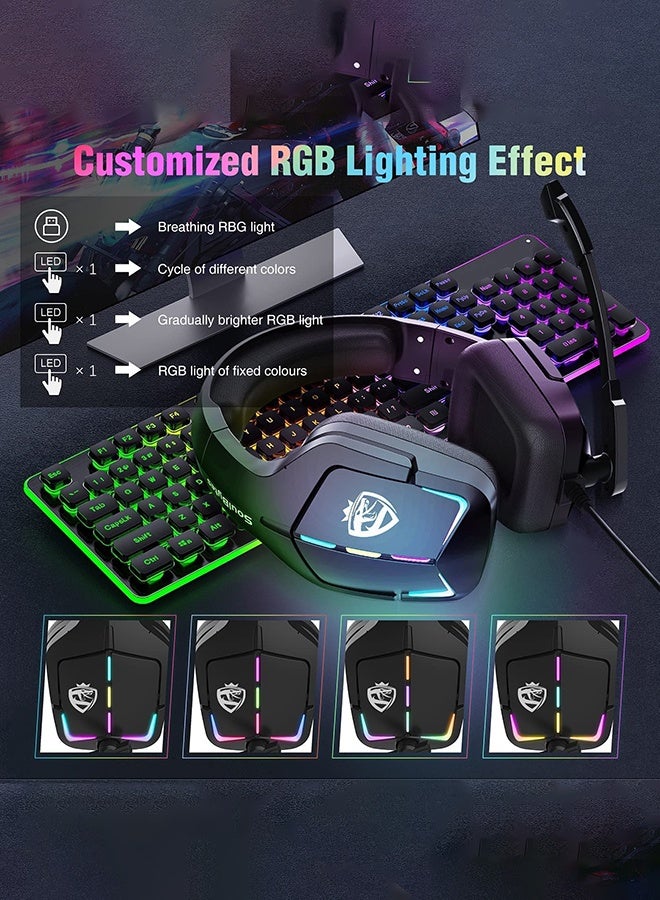 Gaming Headset PS5 Headset PS4 Switch PC xboxone Headset with Microphone Dynamic RGB LED Effect Gamer Headsets for Computer Laptop 3.5mm Wired Stereo Bass Over Ear Mic Gaming Headphones - Image 2