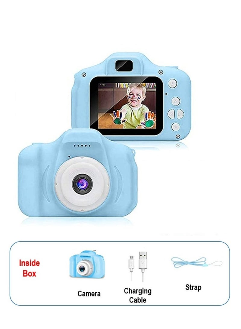 لعبة كاميرا رقمية للأطفال (أزرق)، هدايا للأطفال الأولاد والبنات، كاميرا رقمية صغيرة قابلة لإعادة الشحن من السيليكون مقاومة للصدمات للأطفال - Image 1