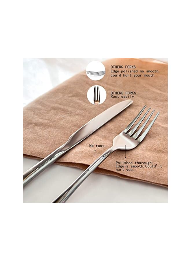 S-TOP Stainless Steel 12-Pack Table Dinner Forks Set, Top Food Grade Stainless Steel Silverware Forks,Mirror Finish & Dishwasher Safe,Use for Home,Kitchen or Restaurant,(Silver 8 Inches) - Image 2