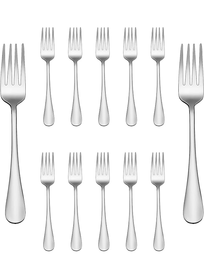 S-TOP Stainless Steel 12-Pack Table Dinner Forks Set, Top Food Grade Stainless Steel Silverware Forks,Mirror Finish & Dishwasher Safe,Use for Home,Kitchen or Restaurant,(Silver 8 Inches) - Image 1