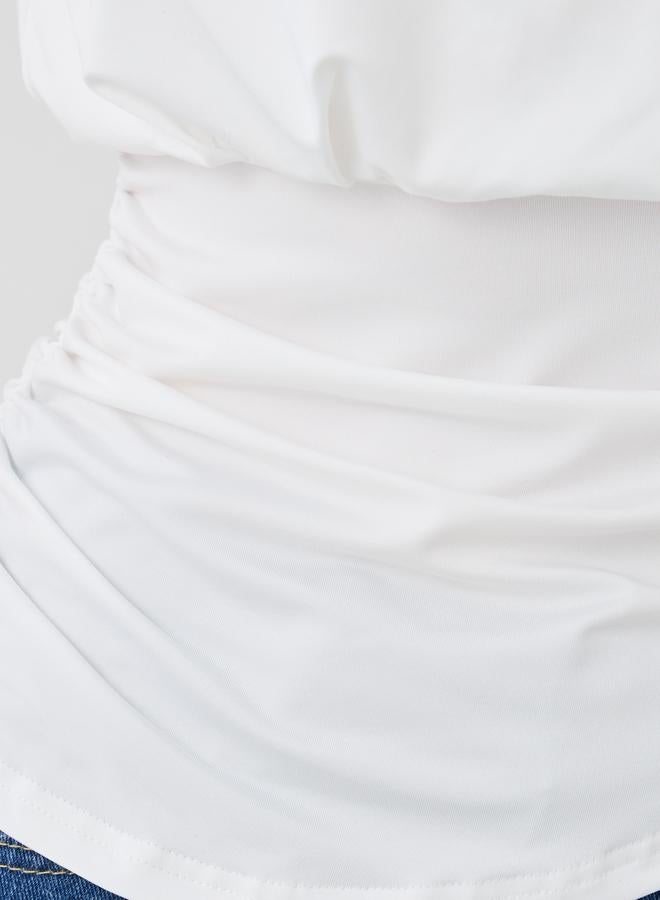 تايك تو توب بدون أكمام بياقة مستديرة بلون سادة - Image 4