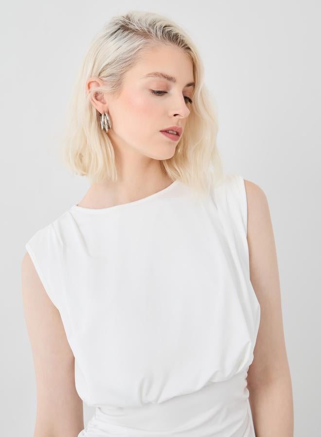 تايك تو توب بدون أكمام بياقة مستديرة بلون سادة - Image 3