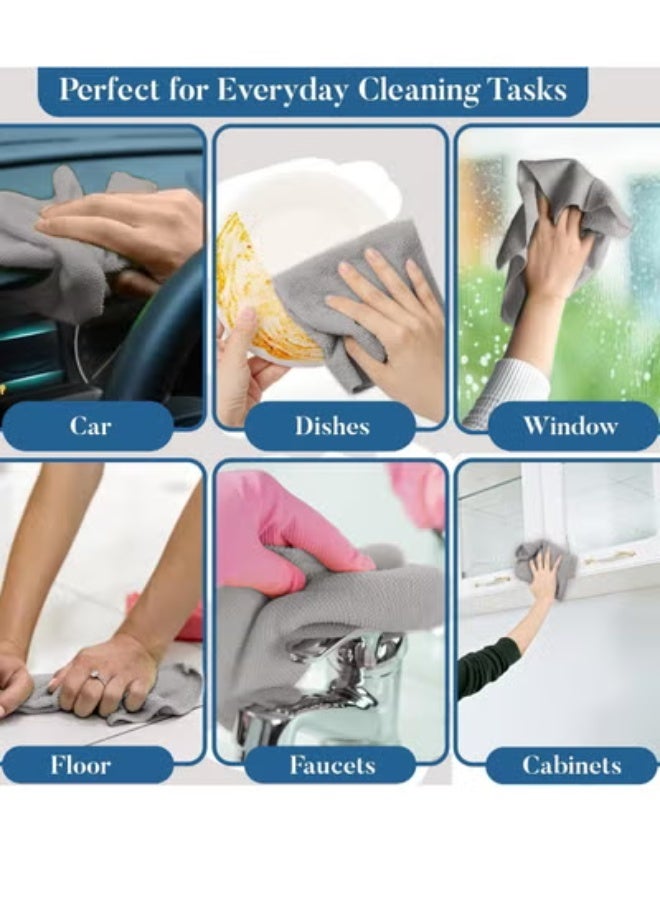 20 20 Planet CARE EVERYDAY Microfiber Cleaning Cloths, Rags Kitchen Towel Dish, Car Wash Kit, Windows, Surface, Bathroom, Absorbent Reusable, All Purpose, Cleaning Supplies - 30 x 30 cm – Grey (50 Sheets Roll) - Image 5