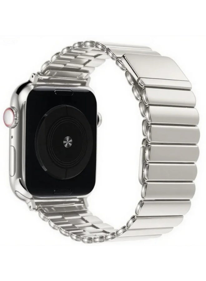 سزوكست متوافق مع سوار Apple Watch مقاس 42 مم و 44 مم و 45 مم و 46 مم و 49 مم للنساء والرجال، أحزمة فريدة من الفولاذ المقاوم للصدأ المغناطيسي لـ iWatch Ultra 3/2/1 Series 11 10 9 8 7 6 5 4 3 2 1 SE StarLight - Image 1