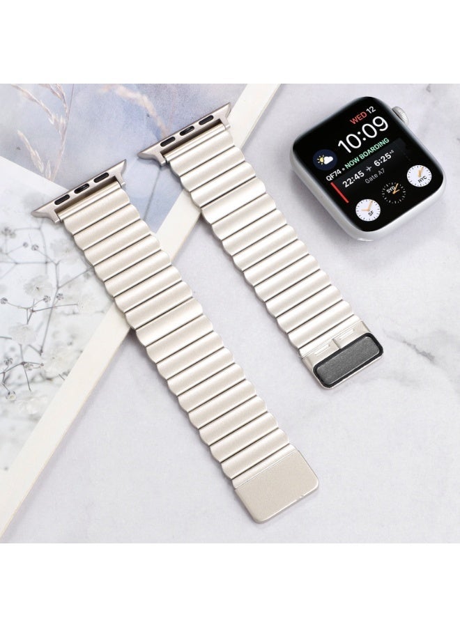 سزوكست متوافق مع سوار Apple Watch مقاس 42 مم و 44 مم و 45 مم و 46 مم و 49 مم للنساء والرجال، أحزمة فريدة من الفولاذ المقاوم للصدأ المغناطيسي لـ iWatch Ultra 3/2/1 Series 11 10 9 8 7 6 5 4 3 2 1 SE StarLight - Image 3