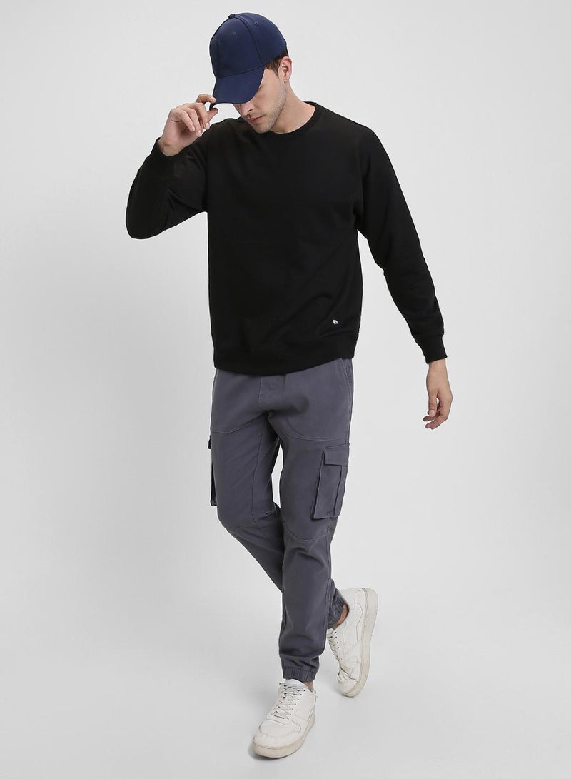 Dennis Lingo Men's Steel Grey 100% Cotton Solid Pattern Full Length Slim Fit Trouser - Image 1