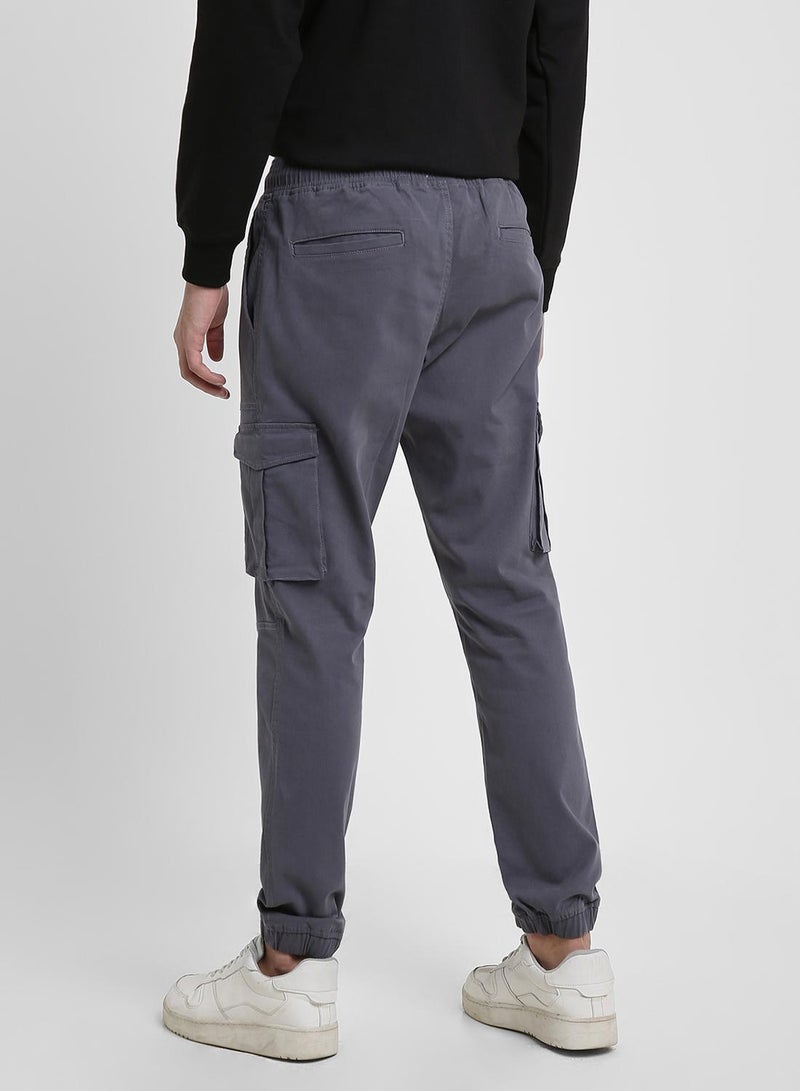 Dennis Lingo Men's Steel Grey 100% Cotton Solid Pattern Full Length Slim Fit Trouser - Image 5