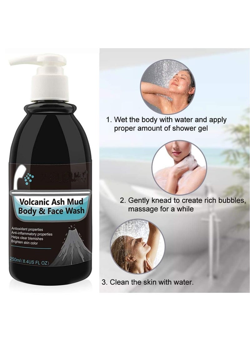 DubaiGallery Volcanic mud body wash shower gel Deep Sea Mud Whitening body 250ML - Image 3