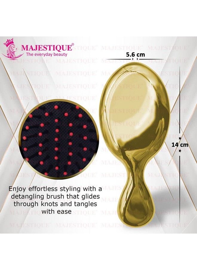 MAJESTIQUE Mini Pocket Detangling Hair Brush Soft Ball Tipped Nylon Pin Handheld Massage Paddle Hair Comb For Adults & Kids All Hair Types Mini Travel Detangler (Multicolor)  - Image 3