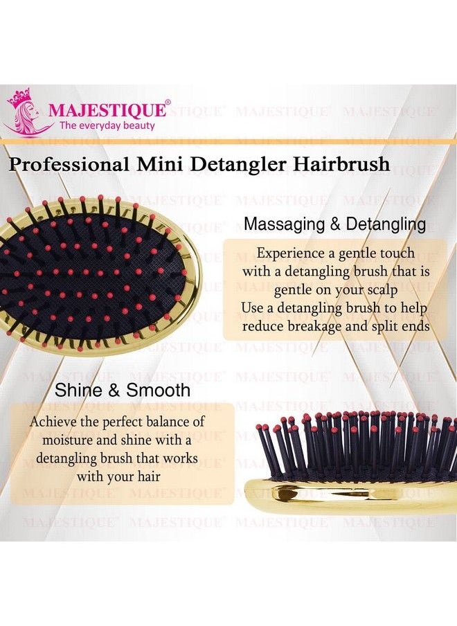MAJESTIQUE Mini Pocket Detangling Hair Brush Soft Ball Tipped Nylon Pin Handheld Massage Paddle Hair Comb For Adults & Kids All Hair Types Mini Travel Detangler (Multicolor)  - Image 4