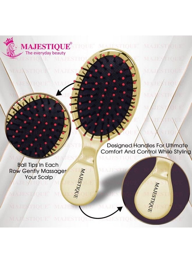 MAJESTIQUE Mini Pocket Detangling Hair Brush Soft Ball Tipped Nylon Pin Handheld Massage Paddle Hair Comb For Adults & Kids All Hair Types Mini Travel Detangler (Multicolor)  - Image 5