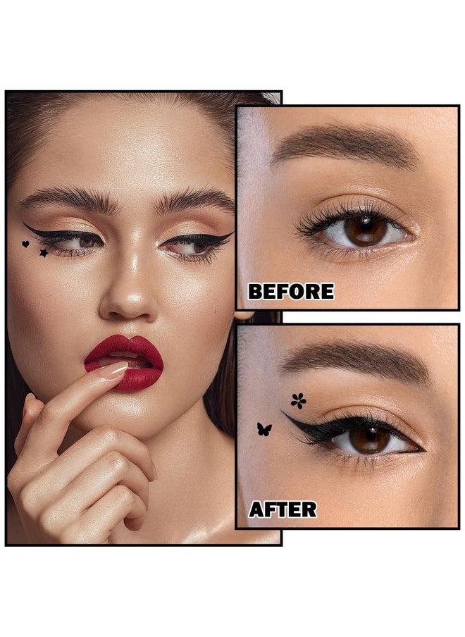 XINGXYUEL XINGXYUEL 5PCS Eyeliner Stamp Set Liquid Winged Eyeliner Stamp Pen Double-headed Black Eye Liner Pencil long-lasting Waterproof Stamp Eyeliner Set for Eye Makeup-Star,Heart,Flower,Butterfly,Triangle  - Image 2