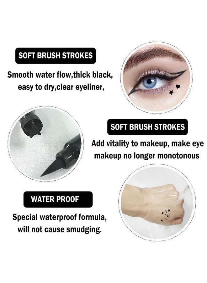 XINGXYUEL XINGXYUEL 5PCS Eyeliner Stamp Set Liquid Winged Eyeliner Stamp Pen Double-headed Black Eye Liner Pencil long-lasting Waterproof Stamp Eyeliner Set for Eye Makeup-Star,Heart,Flower,Butterfly,Triangle  - Image 3