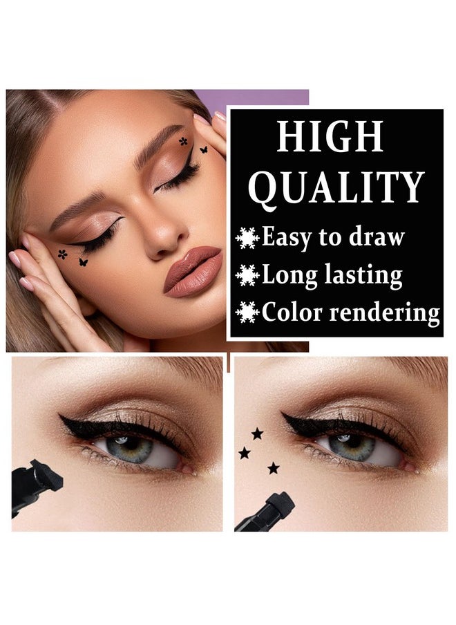 XINGXYUEL XINGXYUEL 5PCS Eyeliner Stamp Set Liquid Winged Eyeliner Stamp Pen Double-headed Black Eye Liner Pencil long-lasting Waterproof Stamp Eyeliner Set for Eye Makeup-Star,Heart,Flower,Butterfly,Triangle  - Image 4