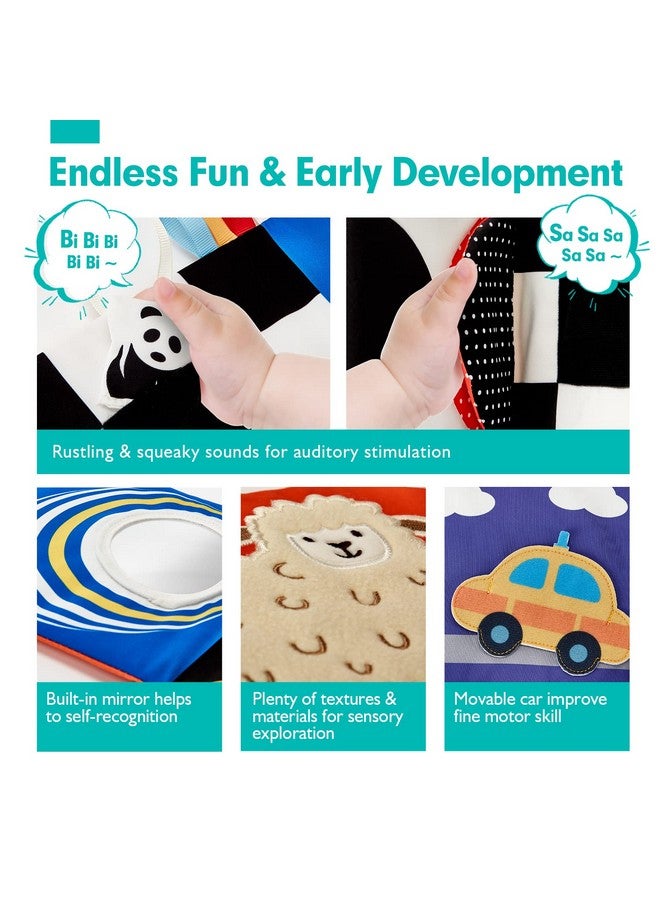 هاهالاند ألعاب الأطفال من عمر 0 إلى 6 أشهر - ألعاب حديثي الولادة عالية التباين - كتب وقت الاستلقاء على البطن للأطفال من عمر 0 إلى 6 أشهر مع أصوات خشخشة وصرير وإحساس باللمس وتحفيز بصري - هدايا استحمام الطفل في عيد الميلاد - Image 5