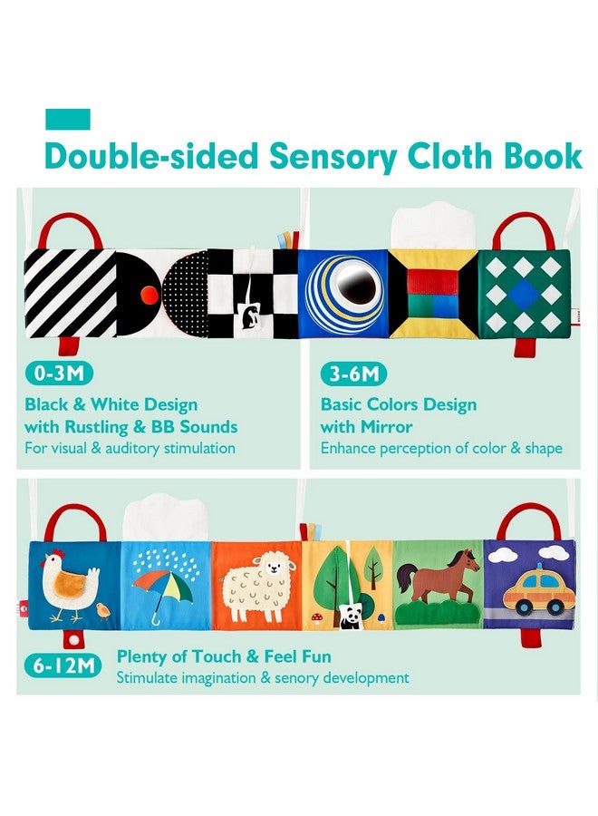 هاهالاند ألعاب الأطفال من عمر 0 إلى 6 أشهر - ألعاب حديثي الولادة عالية التباين - كتب وقت الاستلقاء على البطن للأطفال من عمر 0 إلى 6 أشهر مع أصوات خشخشة وصرير وإحساس باللمس وتحفيز بصري - هدايا استحمام الطفل في عيد الميلاد - Image 2