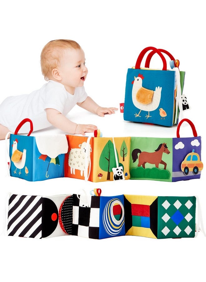 هاهالاند ألعاب الأطفال من عمر 0 إلى 6 أشهر - ألعاب حديثي الولادة عالية التباين - كتب وقت الاستلقاء على البطن للأطفال من عمر 0 إلى 6 أشهر مع أصوات خشخشة وصرير وإحساس باللمس وتحفيز بصري - هدايا استحمام الطفل في عيد الميلاد - Image 1