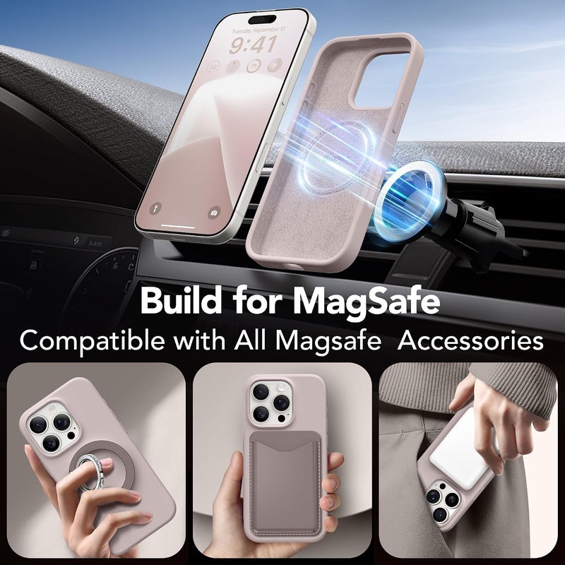 GONEZ Magnetic for iPhone 16 Pro Case, Compatible with MagSafe, [Screen Protector + Camera Lens Protector], Silicone Shockproof Anti-Scratch Protective Phone Case 6.3 inch, Light Taro - Image 3