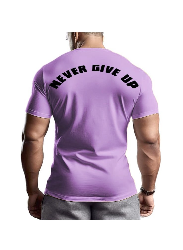 ALCOACH Men's Oversize T-shirt - ALCOACH - NEVER GIVE UP  Printed for exercise, gym and bodybuilding  - Image 4