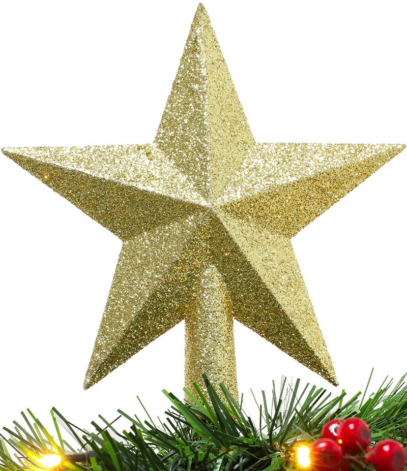 Christmas Concepts 20cm Glitter Tree Top Star Decoration  Christmas Tree Topper Gold