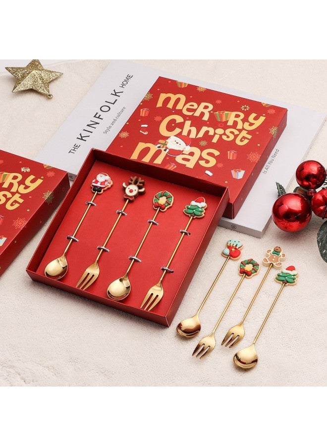 Stainless Steel Fork Spoon Tableware Suit Dessert Cake Fruit Fork Doll Fork Spoon Gift Box-Specifications:2-pack-Socks - Image 3
