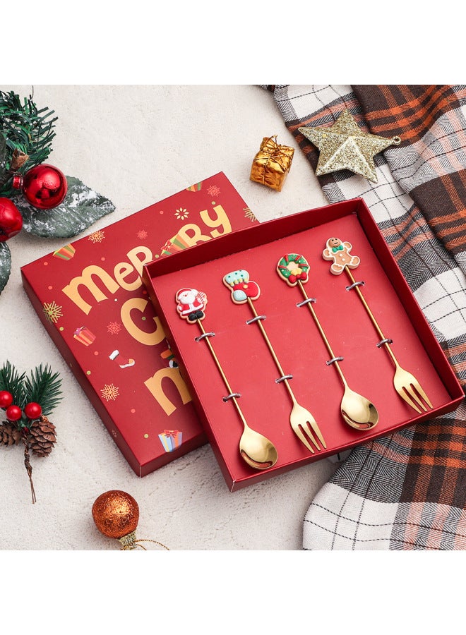 Stainless Steel Fork Spoon Tableware Suit Dessert Cake Fruit Fork Doll Fork Spoon Gift Box-Specifications:2-pack-Socks - Image 5