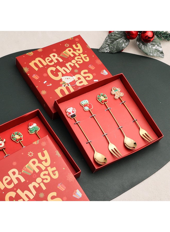 Stainless Steel Fork Spoon Tableware Suit Dessert Cake Fruit Fork Doll Fork Spoon Gift Box-Specifications:2-pack-Socks - Image 4